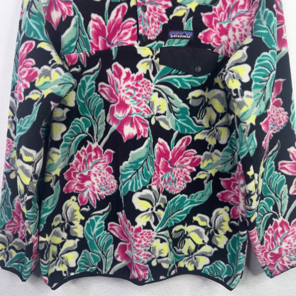 Patagonia Synchilla Snap-T Floral Fleece Pullover Womens XL Gorpcore Cottagecore - Picture 4 of 10